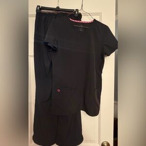 HeartSoul Black Scrub Set with Pink Accents
